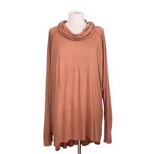 LA Made Caramel Brown oversize Long Sleeve Cowl Neck Top Sz XL Luxury Soft USA